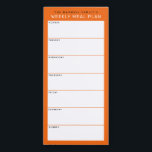 Orange Minimalist Simple Family Meal Planning Magnetic Notepad<br><div class="desc">Write your dinners on this magnetic note pad for an easy way to plan out the week's meals and stick it up on your fridge, pantry door or command centre. The simple, modern layout in juicy orange, black and white with sans serif fonts will appeal to every visually organised meal...</div>