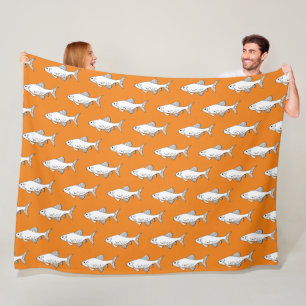 Orange Minnow Pattern Fish Fleece Blanket