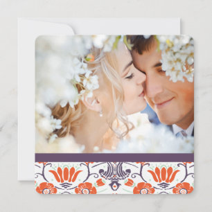 Orange Mint Purple Photo Modern Save the Date