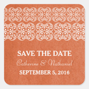 Orange Modern Bohemian Save the Date Stickers