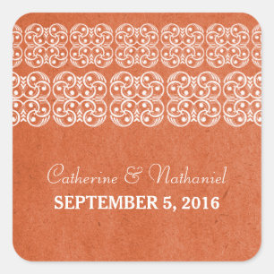 Orange Modern Bohemian Wedding Stickers