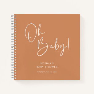 Orange Modern Boho GenderNeutral Baby Shower Guest Notebook