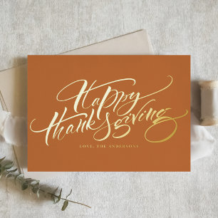Orange Modern Calligraphy Happy Thanksgiving