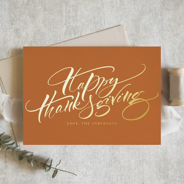 Orange Modern Calligraphy Happy Thanksgiving (Creator Uploaded)