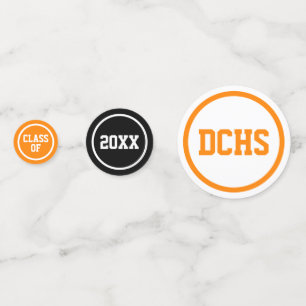 Orange Modern Circles Photo Graduation Confetti