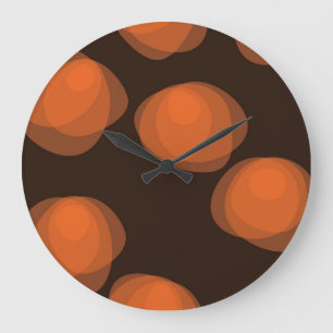 Orange, modern, cool, trendy abstract flowers large clock