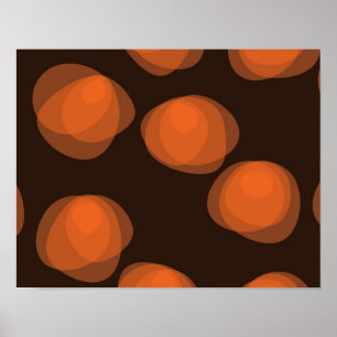 Orange, modern, cool, trendy abstract flowers poster
