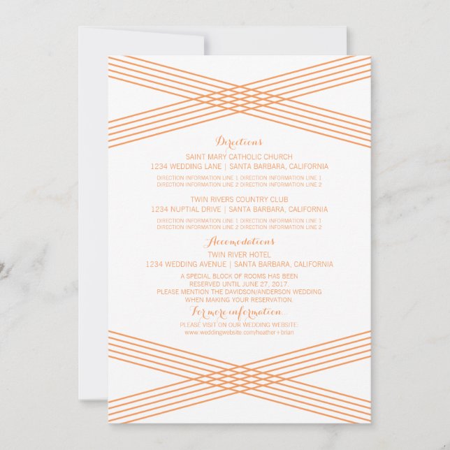 Orange Modern Deco Information Card (Front)