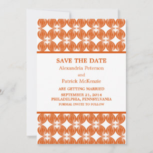 Orange Modern Deco Save the Date Invite