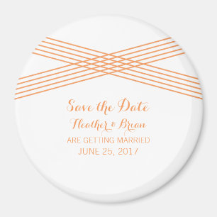 Orange Modern Deco Save the Date Magnet