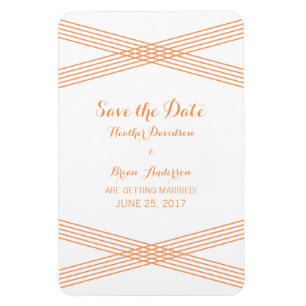 Orange Modern Deco Save the Date Magnet