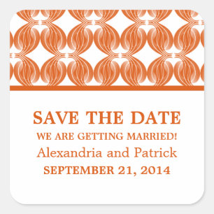 Orange Modern Deco Save the Date Stickers