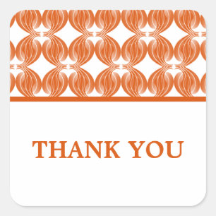 Orange Modern Deco Thank You Stickers