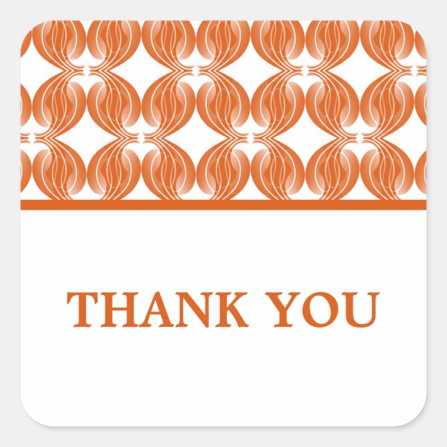 Orange Modern Deco Thank You Stickers (Front)
