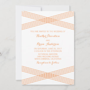 Orange Modern Deco Wedding Invite