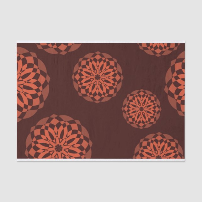 Orange, modern, decorative, geometric flowers tissue paper (Front)