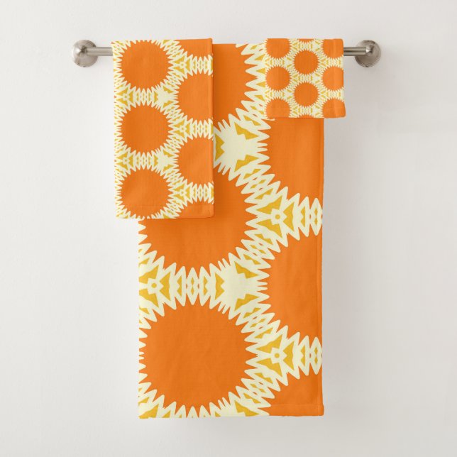 Orange Modern Dots Bath Towel Set (Insitu)