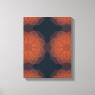 Orange, modern geometric flower abstraction canvas print