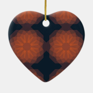 Orange, modern geometric flower abstraction ceramic tree decoration