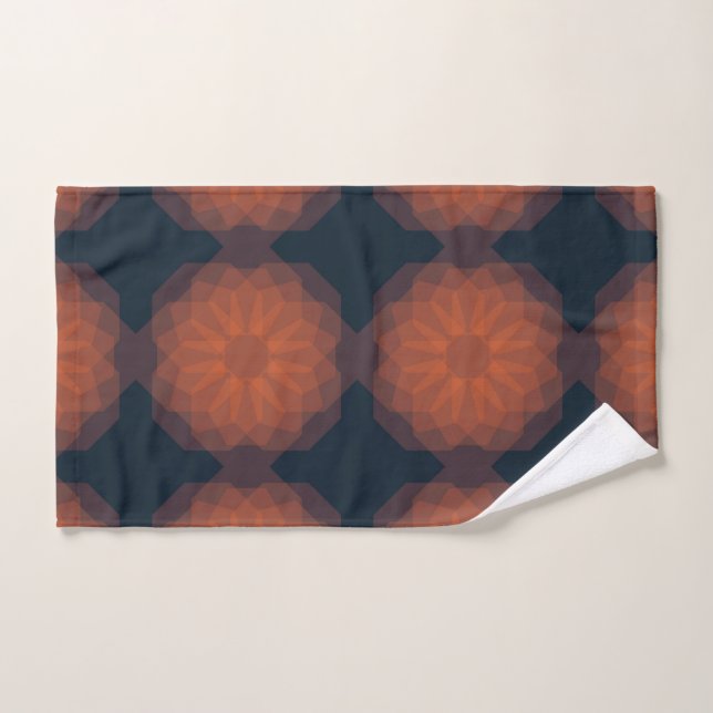 Orange, modern geometric flower abstraction hand towel (Hand Towel)
