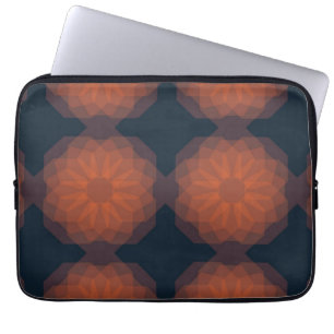 Orange, modern geometric flower abstraction laptop sleeve