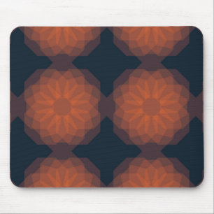 Orange, modern geometric flower abstraction mouse pad