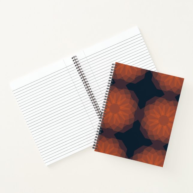 Orange, modern geometric flower abstraction notebook (Inside)
