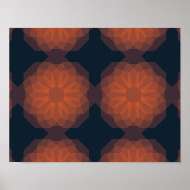 Orange, modern geometric flower abstraction poster (Front)