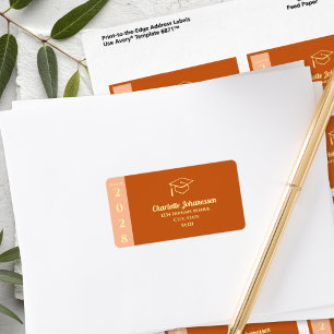 Orange Modern Graduation Mailing Address Label