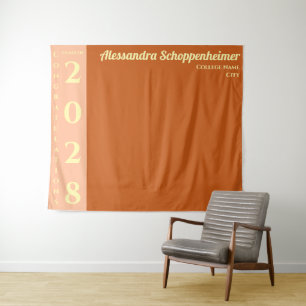 Orange Modern Graduation Party Backdrop Tapestry