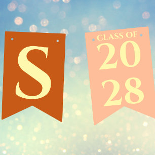 Orange Modern Graduation Party Congratulations Bunting