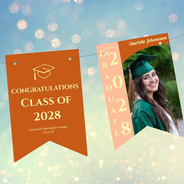 Orange Modern Graduation Photo Congratulations Bunting (Creator Uploaded)
