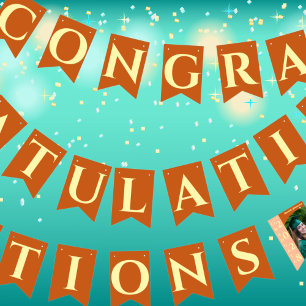 Orange Modern Graduation Photo Congratulations Bunting