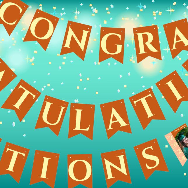 Orange Modern Graduation Photo Congratulations Bunting (Creator Uploaded)