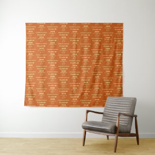 Orange Modern Graduation Step and Repeat Tapestry