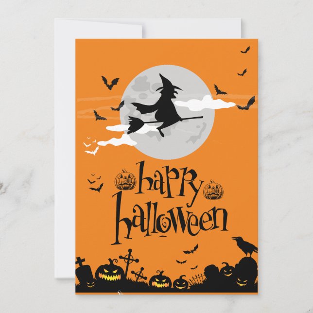 Orange modern happy hallowen invitation (Front)