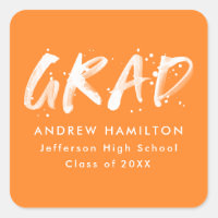 Orange | Modern Paint Splatter Graduation