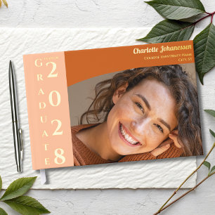 Orange Modern Photo Graduation Gold Guest Book