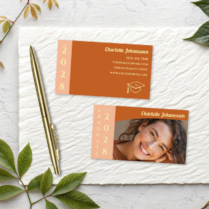 Orange Modern Photo Graduation Name Card