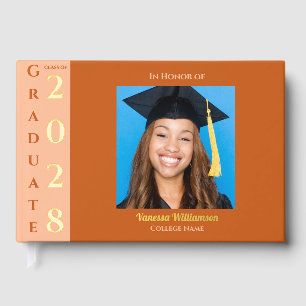 Orange Modern Photo Graduation Party Gold Foil Gue Guest Book