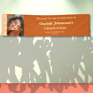 Orange Modern Photo Graduation Party Welcome Banner