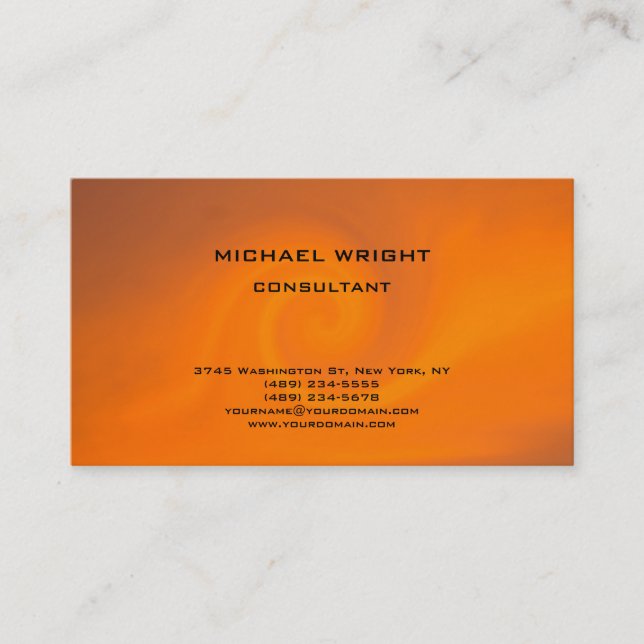 Orange Modern Plain Simple Attractive Minimalist Business Card (Front)