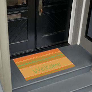Orange Modern Print Welcome Mat