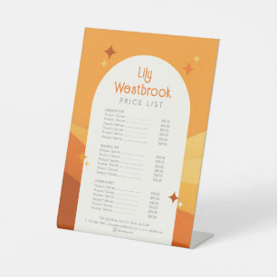 Orange Modern Retro Groovy Price List Pedestal Sign