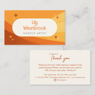 Orange Modern Retro Groovy Vintage Thank You Business Card