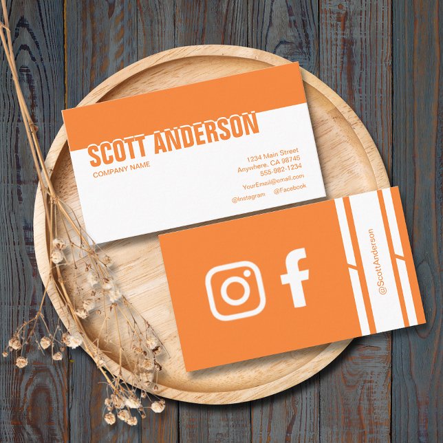 Orange Modern Social Media Business Card (Creator Uploaded)