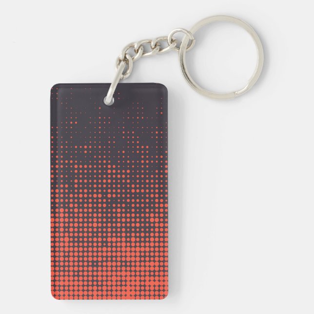 Orange, modern, urban halftone dots pattern design key ring (Back)