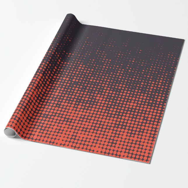Orange, modern, urban halftone dots pattern design wrapping paper (Unrolled)