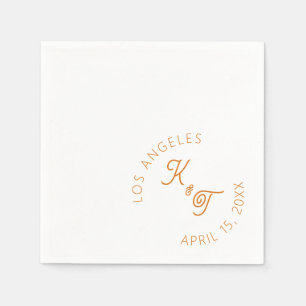 orange modern Wedding Cocktail Napkin