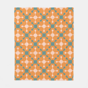 Orange Molecule Shape Geometric Retro Pattern Fleece Blanket